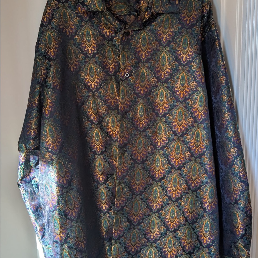 DibanGu Men's Elegant Paisley Shirt Jacket